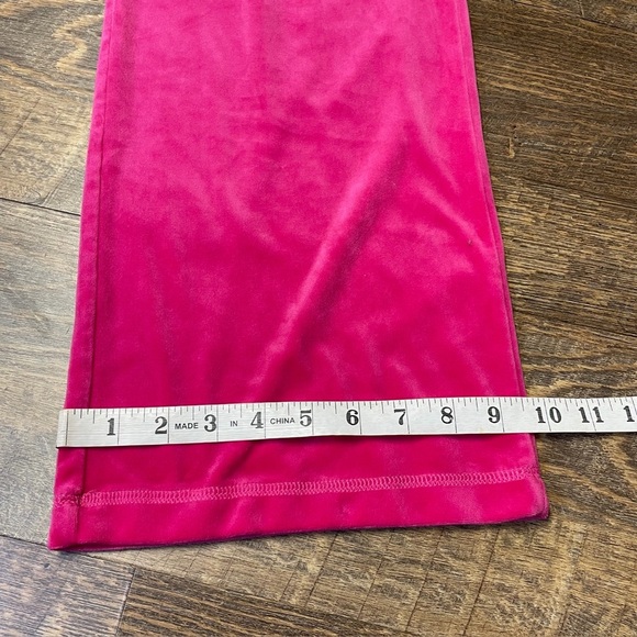 Juicy Couture Pink Velour Track Pants Logo Heart Women's Size Large Bling Y2K - Picture 6 of 10